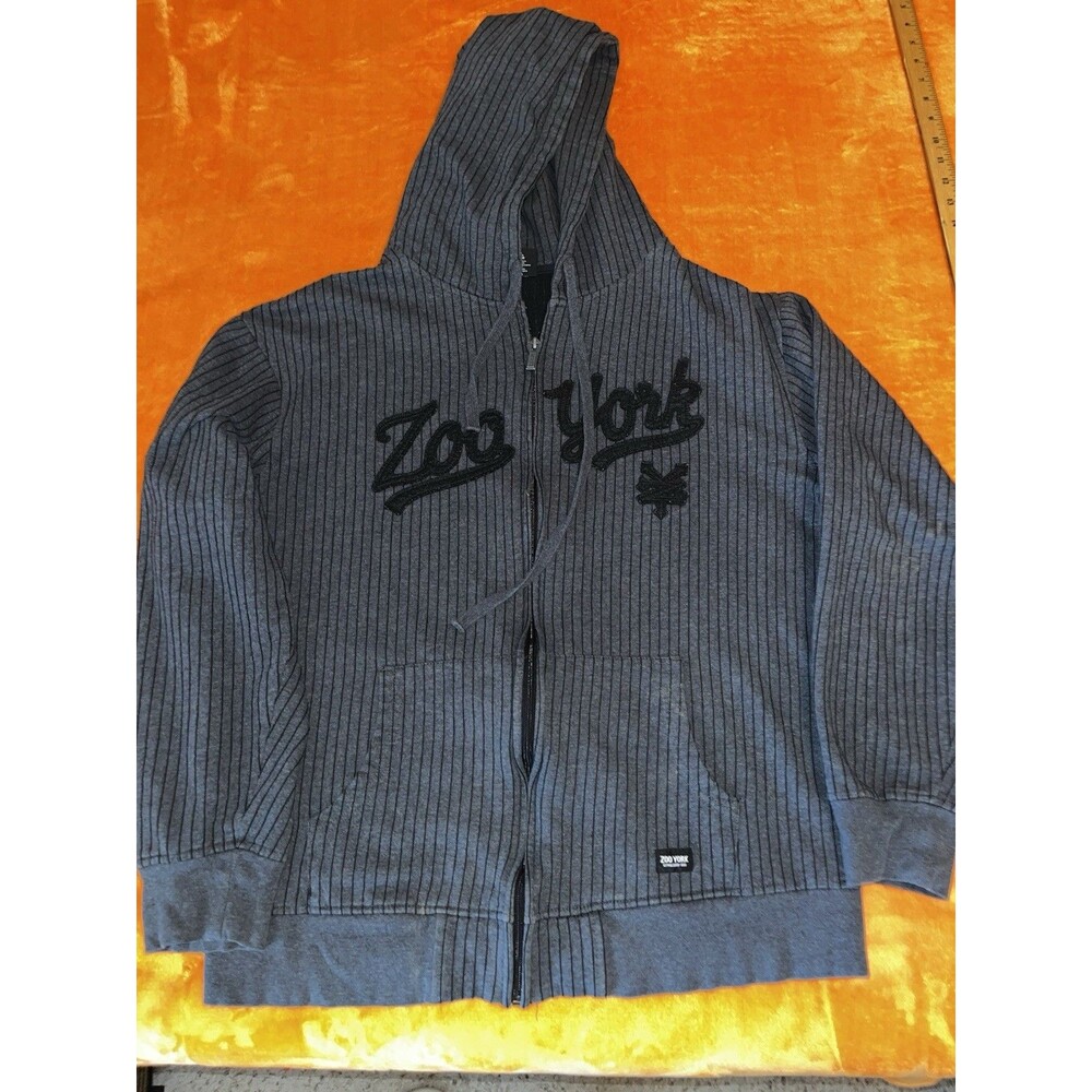 Vintage Y2K Zoo York Mens Jacket XXL 2XL Black Stripe Embroidered Logo Full Zip